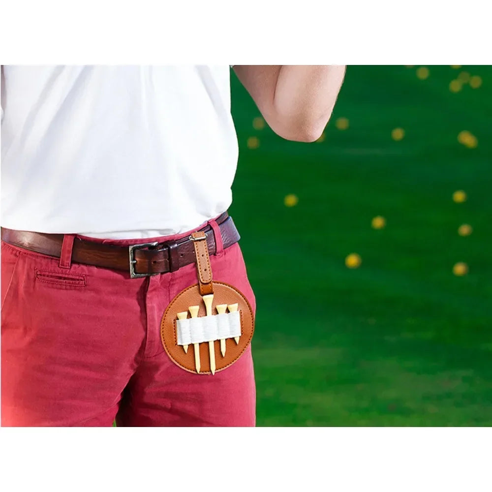 1PC Leather Double-sided Golf Tees Portable Storage Bag