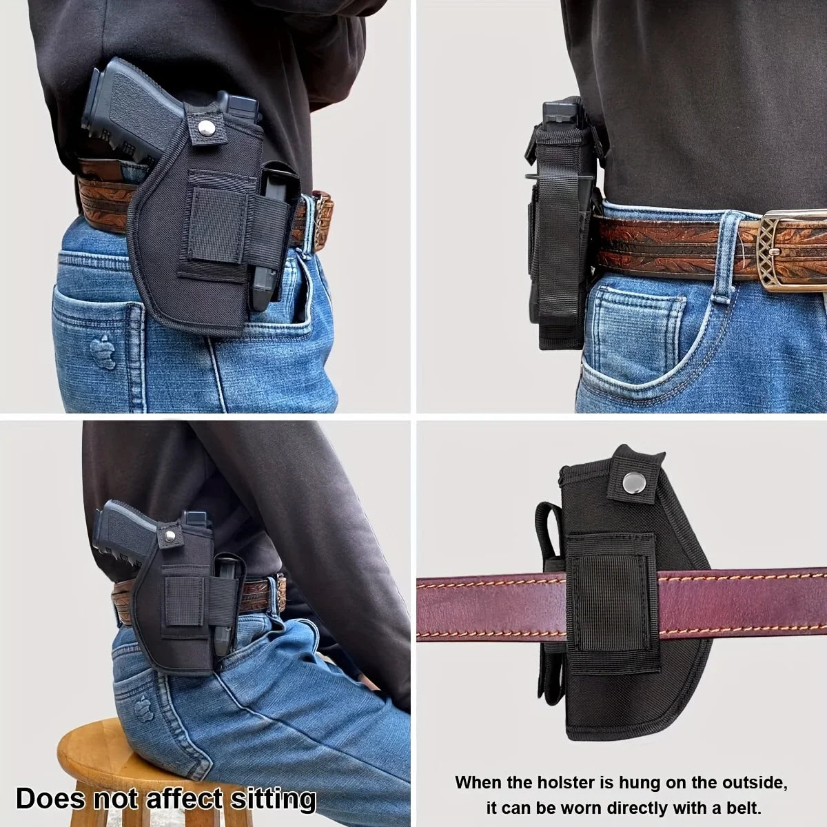 1Pc Ambidextrous Nylon Concealed Carry Gun Holster