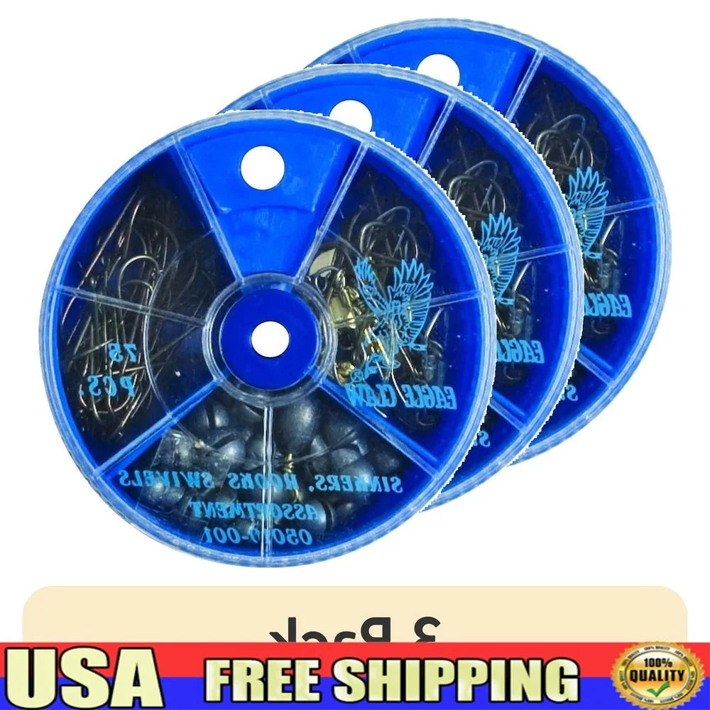 75pcs Hook Swivel Sinker Assortment Pack