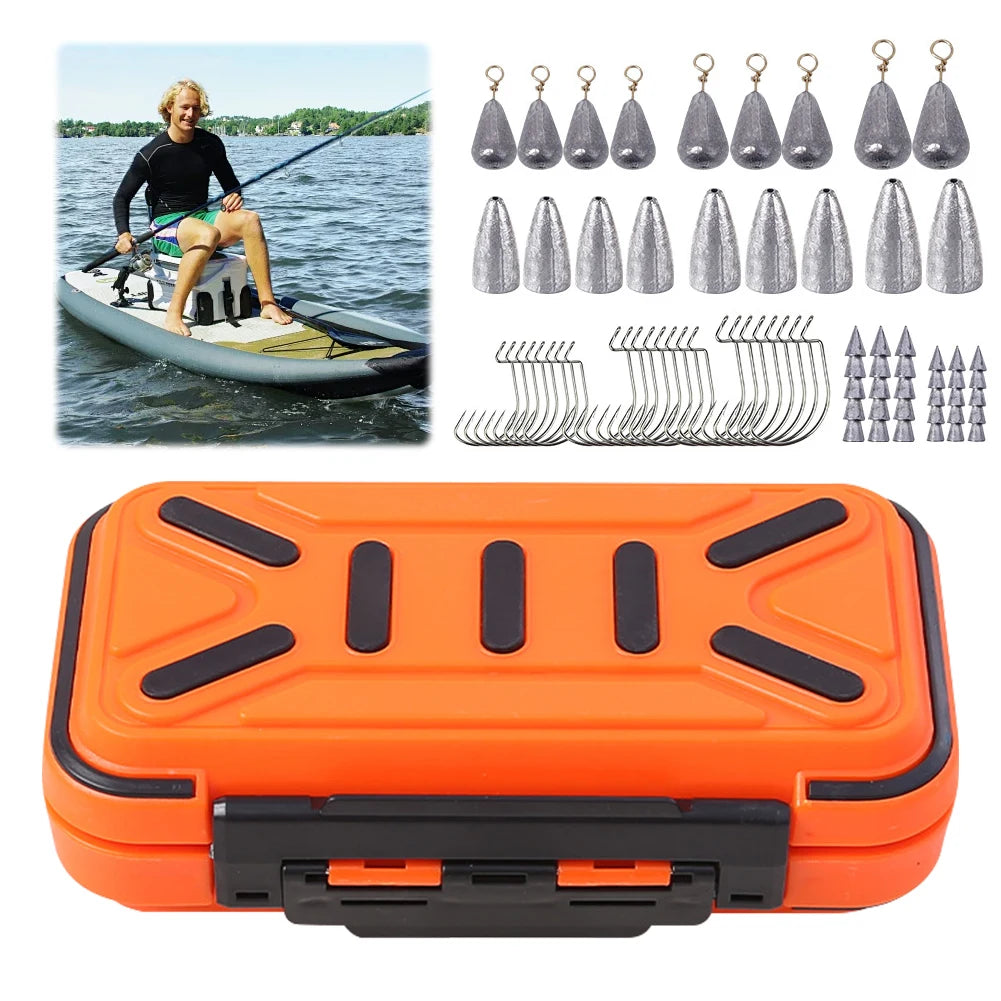 Fishing Tools Kit Set 238pcs with Hooks Sinkers Swivels