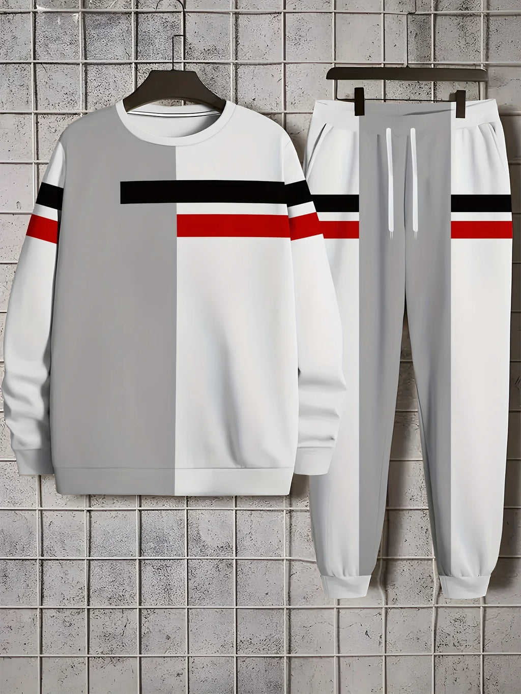 Men's Casual Set - Long Sleeve Sweatshirt - Running Pants