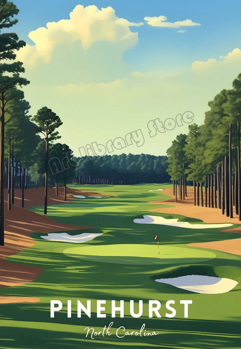 Abstract Golf Course Nordic Minimalist Sport Travel Landscape Poster Canvas Painting Wall Art Pictures Home Studio Decor Gift