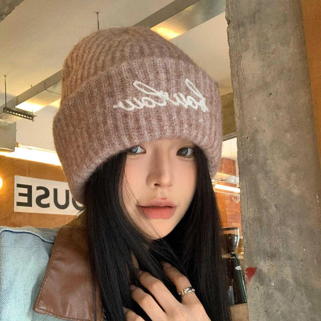Women Embroidery Letter Knitted Hat