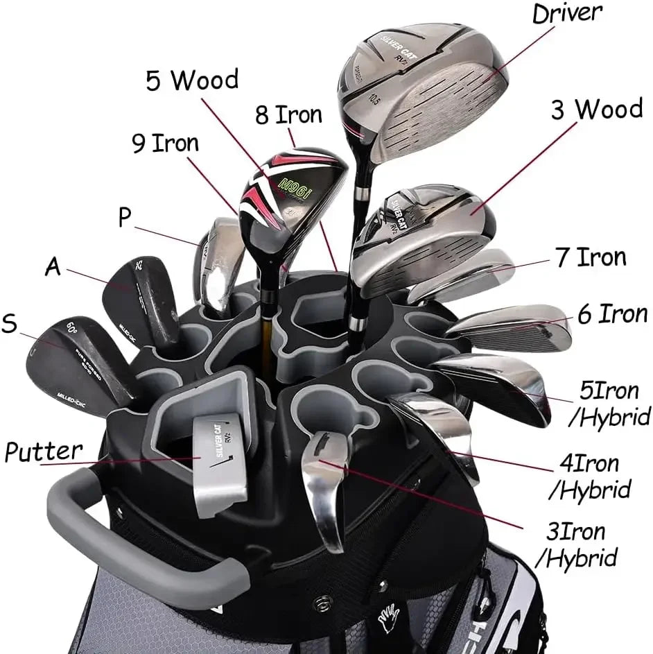 Golf Cart Bag with 14 Way Organizer Divider Top, Premium Cart Bag with Handles and Rain Cove
