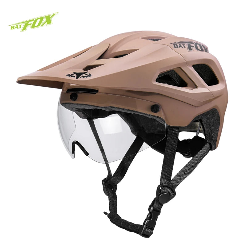 BATFOX Bike Helmet Magnetic goggles Lens & Sun Visor In-mold Road MTB Bicycle Helmets Men Women Cycling Helmet Sports Equipment