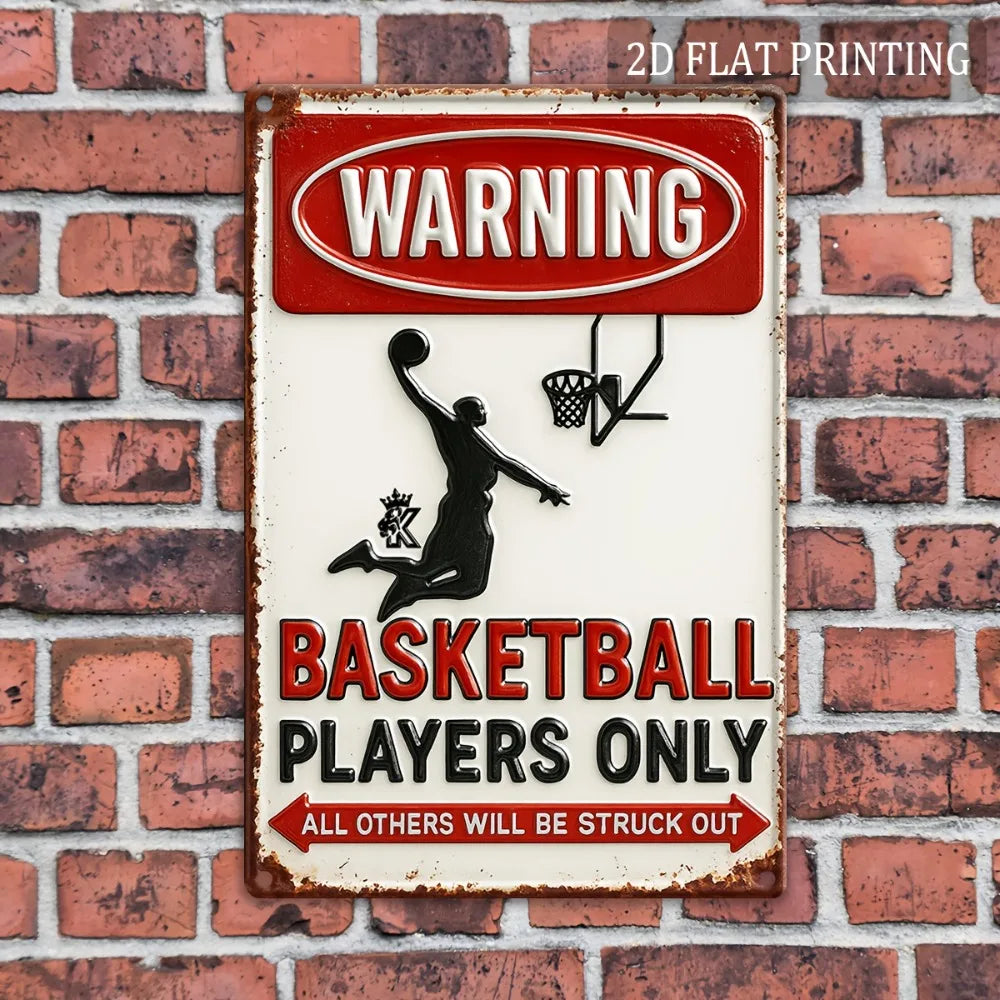 Vintage Basketball Sign, 8"x12" Metal Wall Art "All Others Will Be Struck Out"