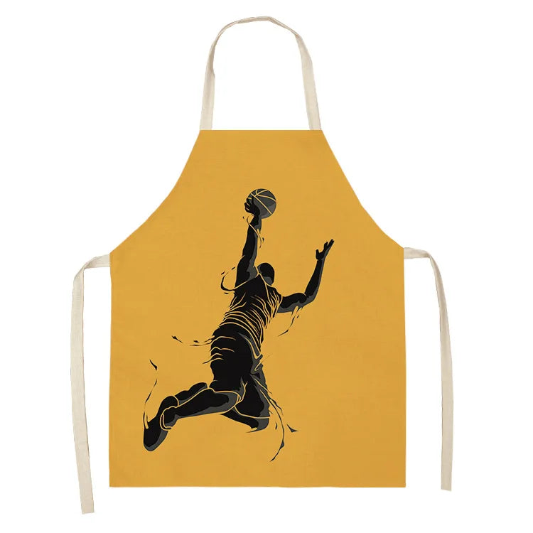 Baseball Football Printed Cotton Linen Sleeveless Aprons Kitchen Women Pinafore Home Cooking Baking Waist Bib