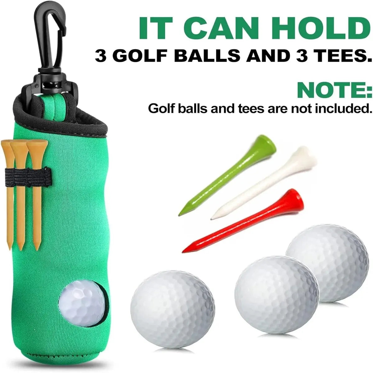 Golf Tee Holder, Golf Ball Carry Bag Pouch with Keychain Belt Clip