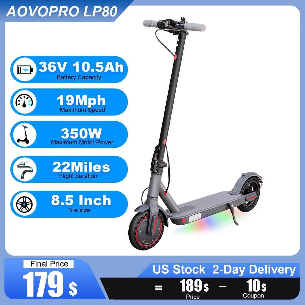 Electric Scooter Foldable 36V Powerful Motor 19mph 22Miles Long Range 8.5Inch