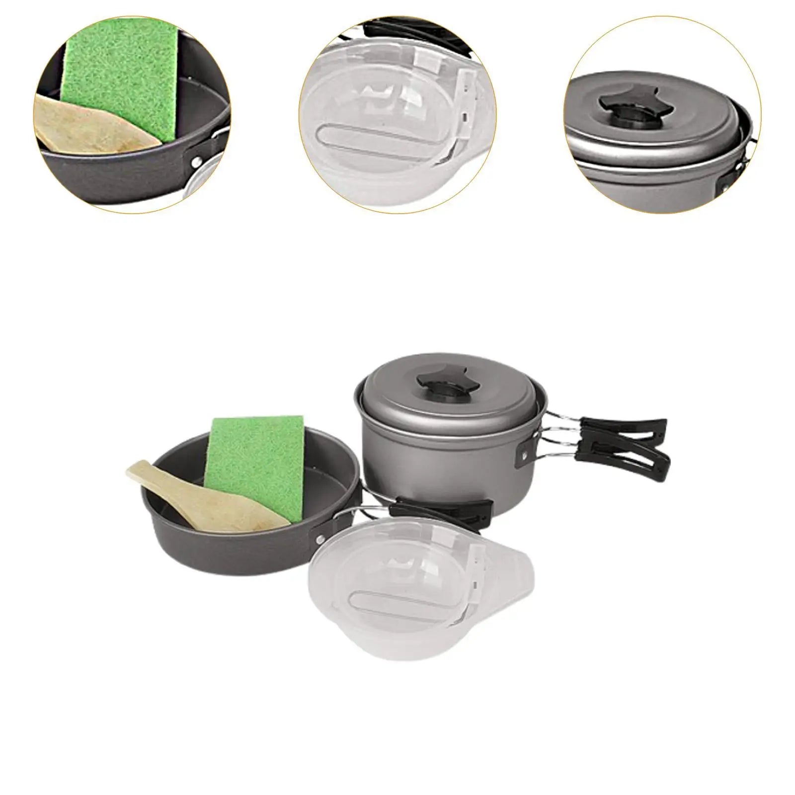 Camping Cookware Mess Kit Soup Pot Accessories Space Save Portable Lightweight