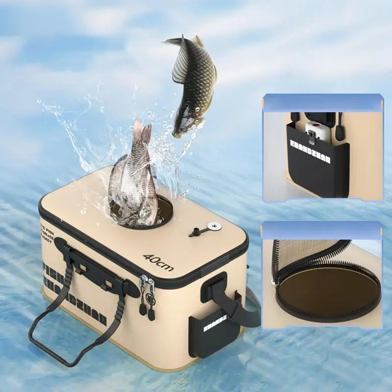 Folding Live Fish Bucket - Portable Water Tank