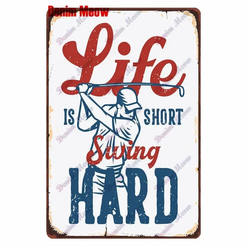 Vintage Golf Life Metal Wall Art Playing Golf Pin Up Girl Tin Sign Retro The Golf Father Decoration Club Home Decor 8x12 inch