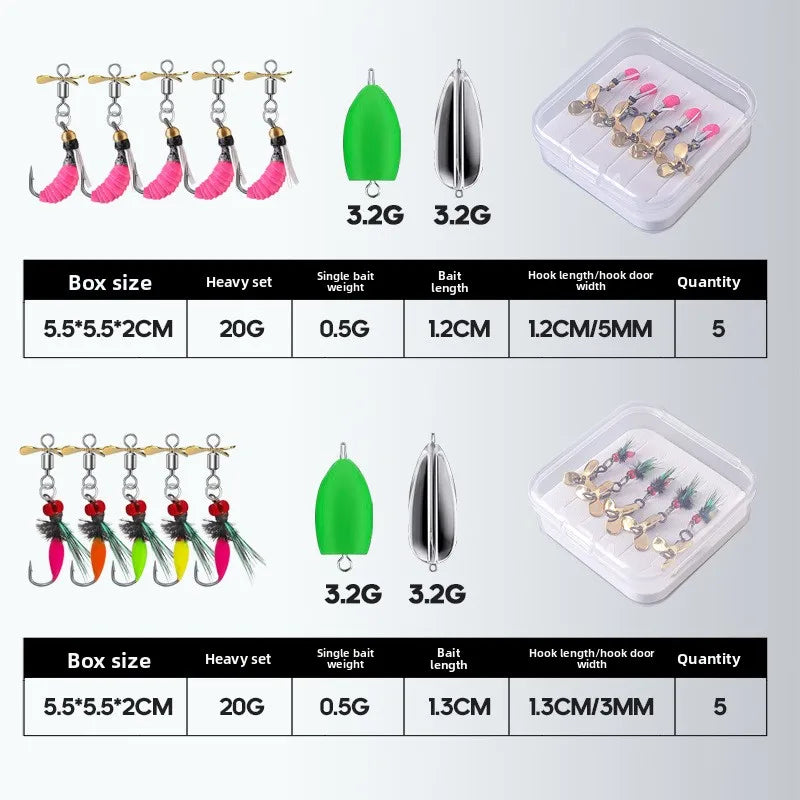 Rattlesnake Fly Lure Night Glow 5PCS Set Nymph Micro Bait Horse Mouth Bionic Fishing Lure for Bass and Perch