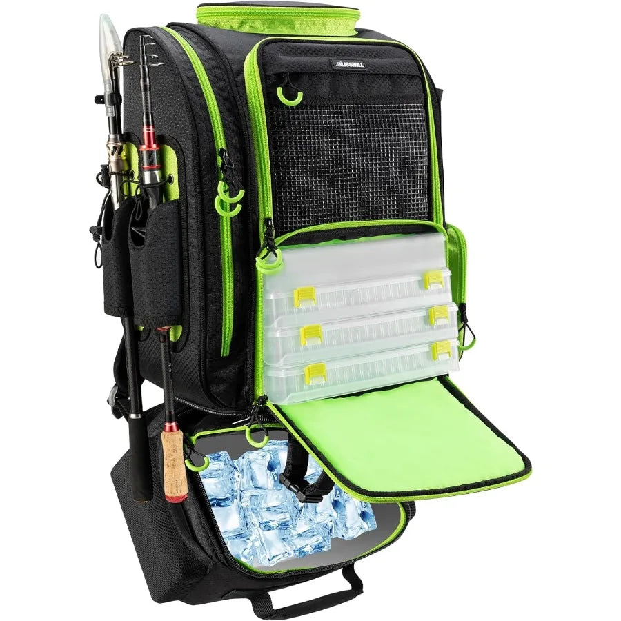 Fishing Backpack with Cooler for 3 Tackle Boxes