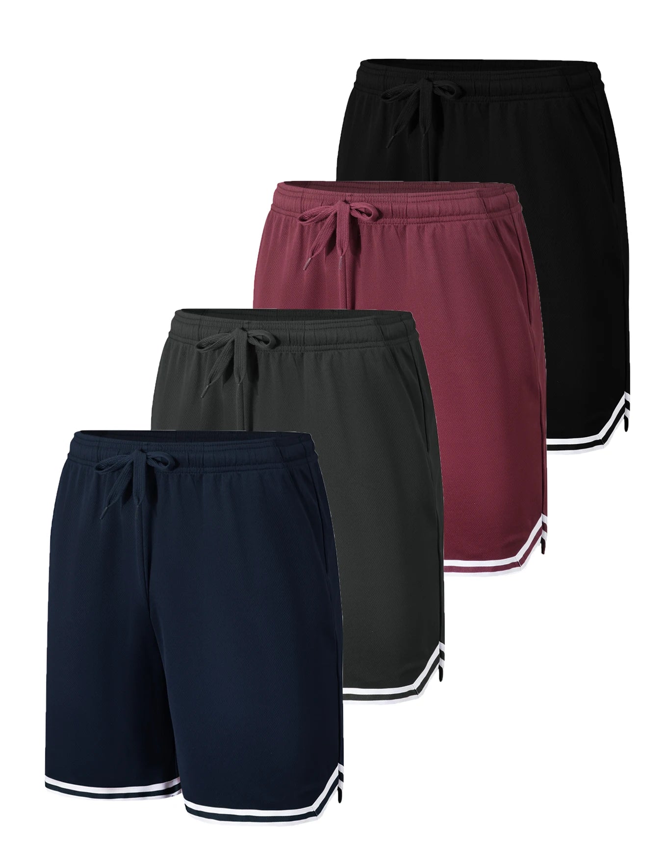 4-piece men's basketball shorts with drawstring waist and pockets
