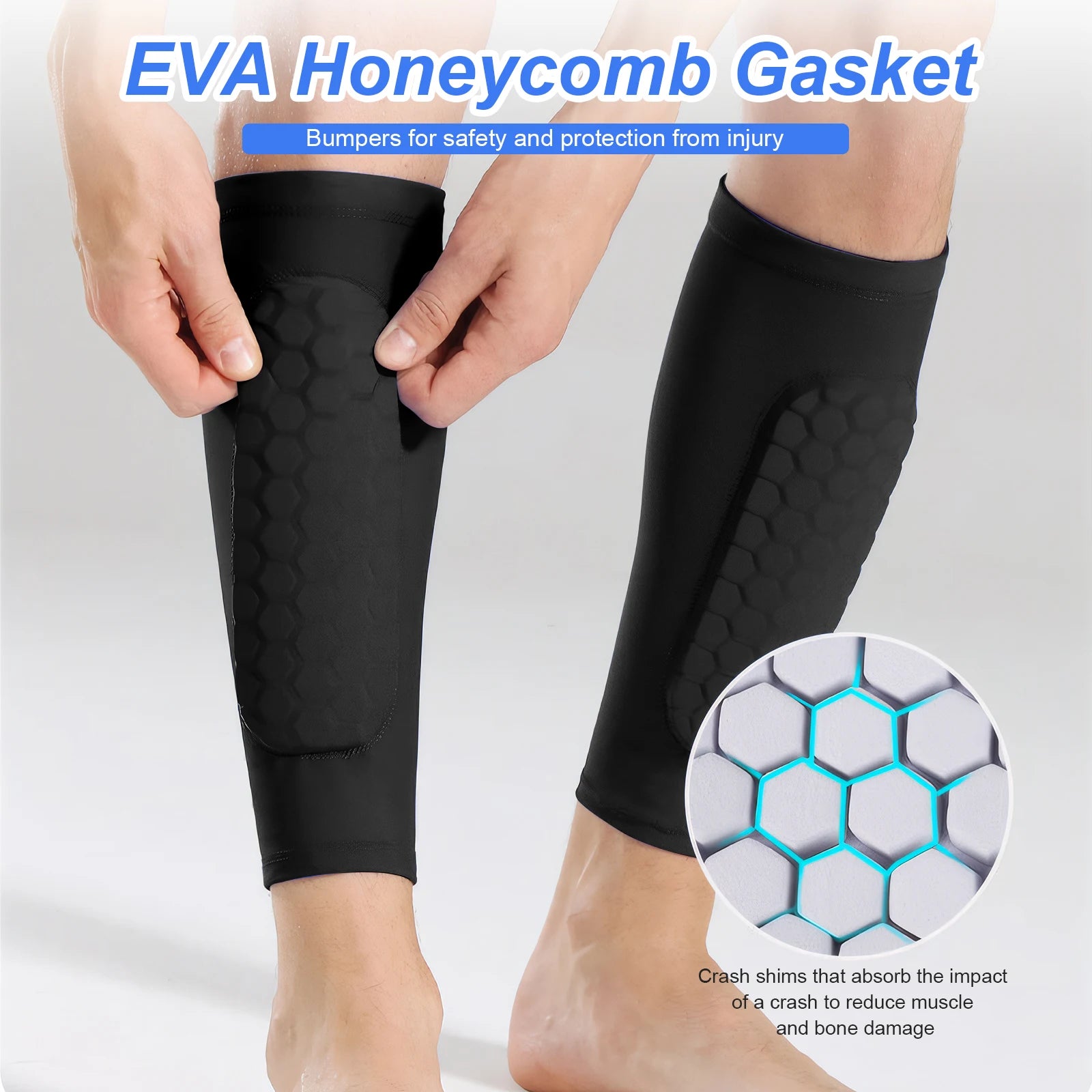 Shin Defender with Honeycomb Pads  - Leg Guard Sleeves for Boys Girls Men