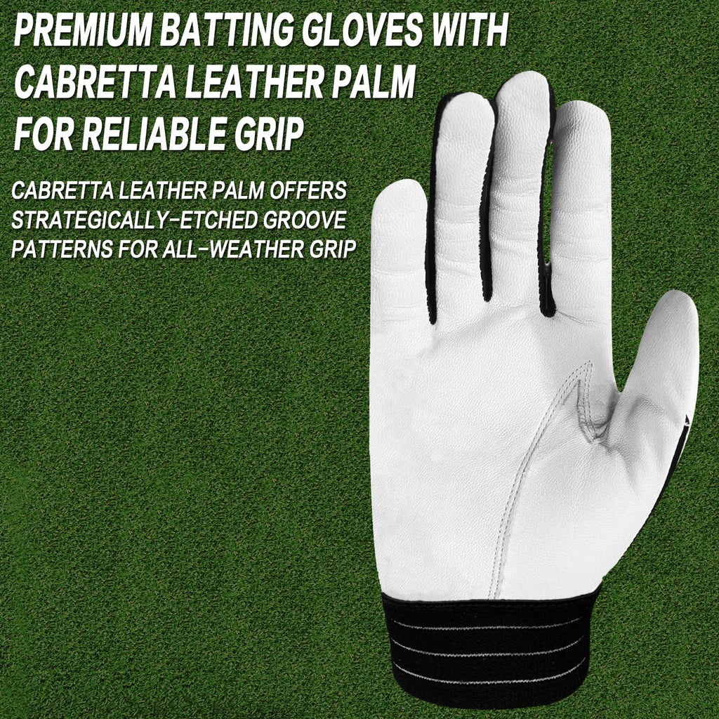 Batting Gloves for Baseball or Softball Cabretta Leather Batting Glove 1 Pair