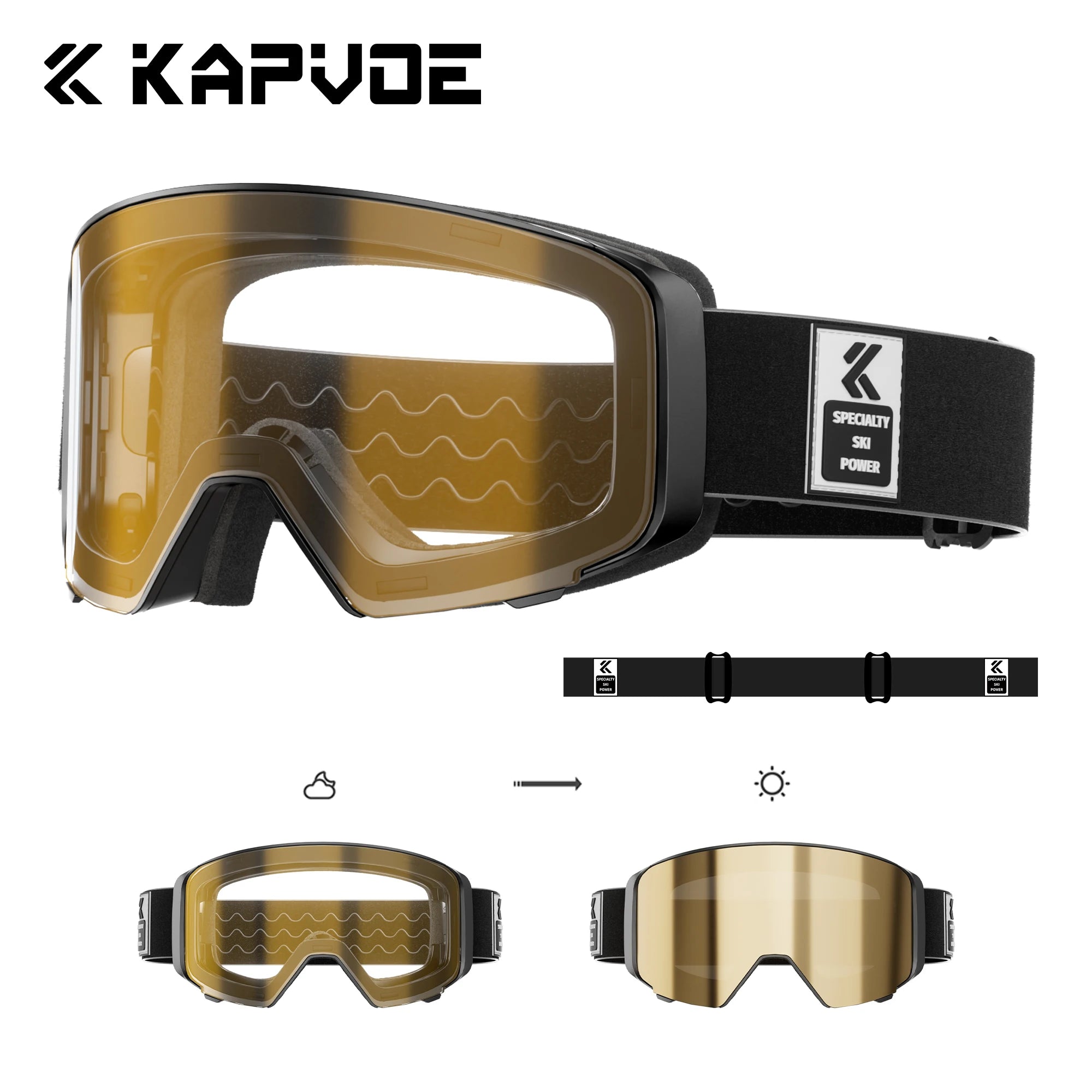 KAPVOE Ski Goggles Breathable Sports Snow Glasses UV400 Anti-fog