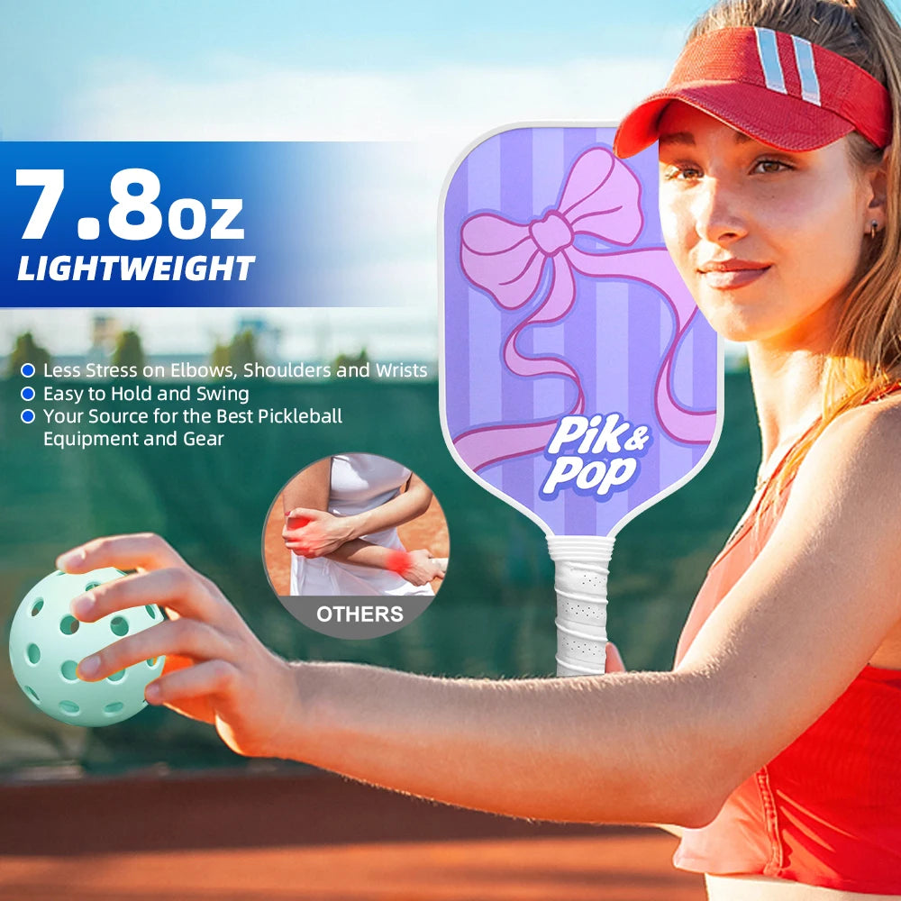 Pickleball Paddles Set with Fiberglass Surface & Polypropylene Core