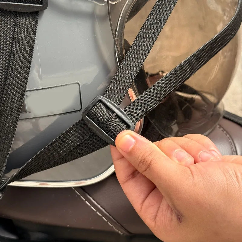 Motorcycle Back Seat Helmet Holder - Elastic Adjustable Fix Rope