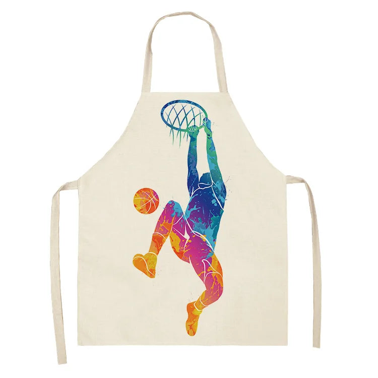 Baseball Football Printed Cotton Linen Sleeveless Aprons Kitchen Women Pinafore Home Cooking Baking Waist Bib