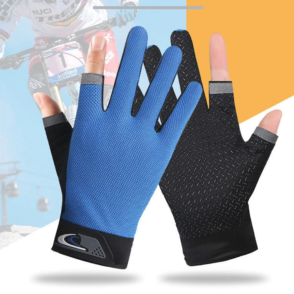 Gloves 2 Cut Fingers Sport Cycling Mitten Men Women
