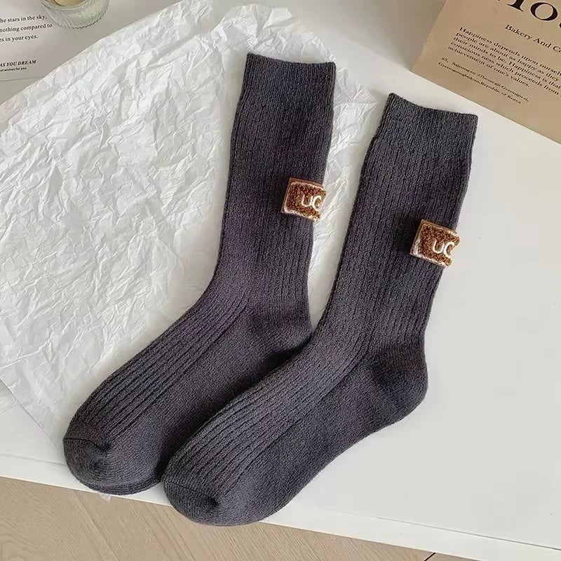 Casual Cotton Soft Knitted Mid Calf Socks