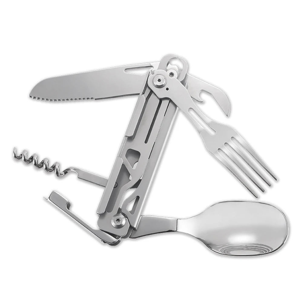 6 in 1 Multifunctional Fork Spoon Knife Foldable Portable