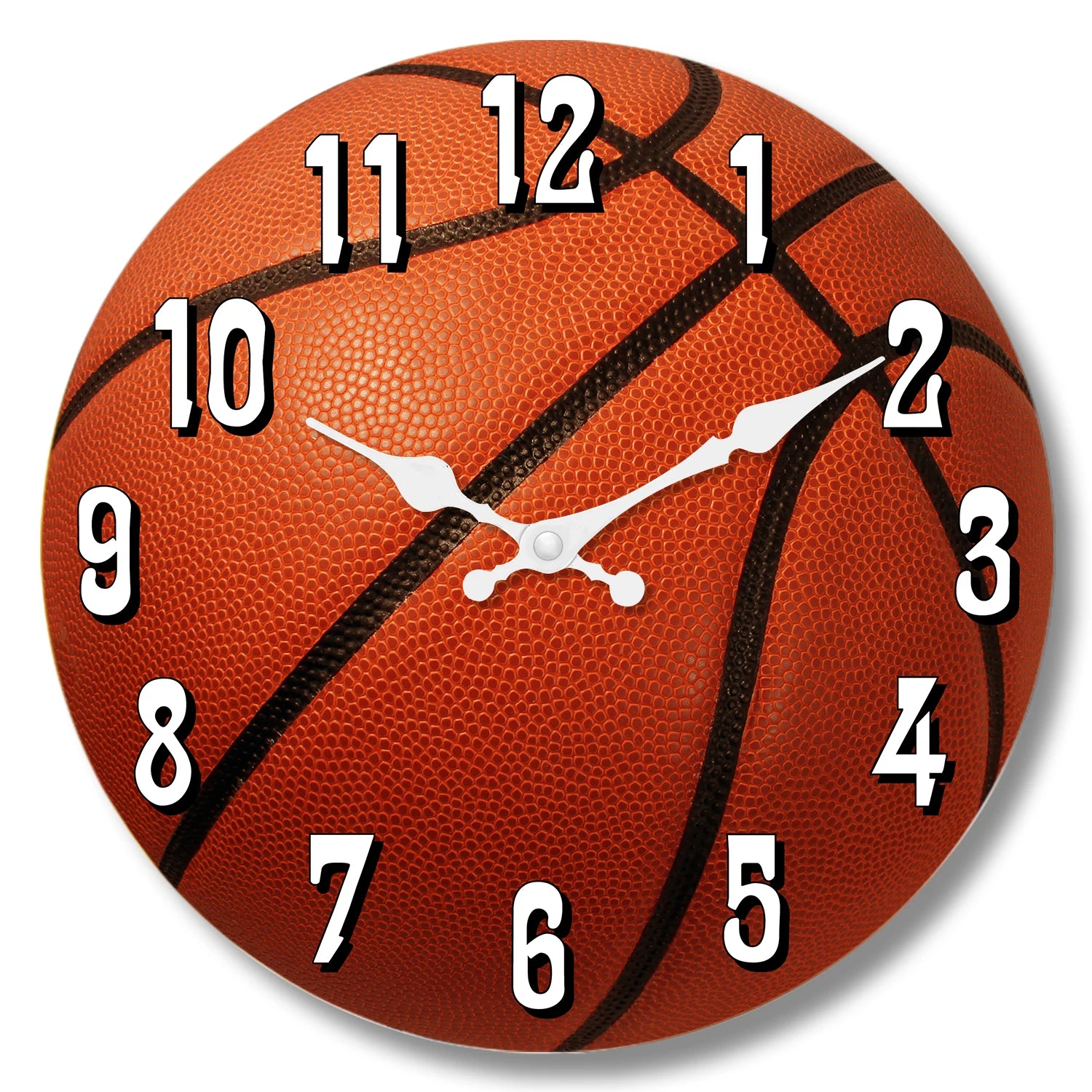 Basketball Texture Pattern Wooden Wall Clock Living Room Bedroom Kitchen Home Decoration Wall Clock Silent Quartz Clock Holiday Gift 10 Inches 12 Inches 14 Inches 16inch (Without Batteries)