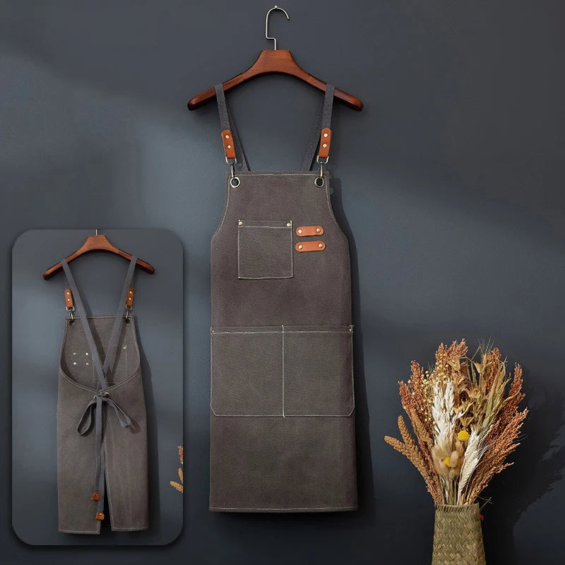 Canvas Waterproof Professional Kitchen Apron Woodworking Apron Art Apron, Fit Cafe Bar Shop Beauty Nails Studios Uniform WQ001