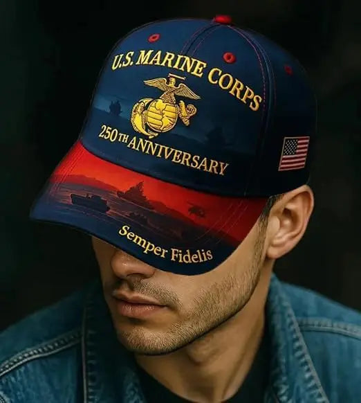 250 Anniversary Marine Corps Hat Embroidered Baseball Hats USA 250th Patriotic Cap for Men Women Veteran Gifts