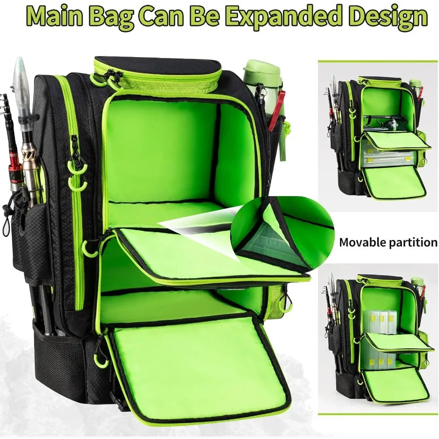 Fishing Backpack with Cooler for 3 Tackle Boxes
