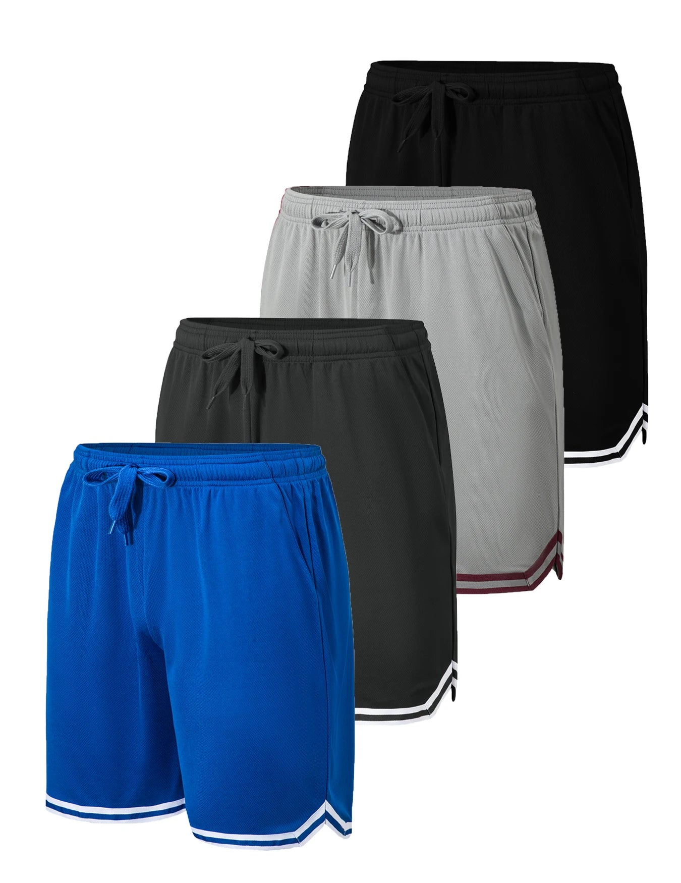 4-piece men's basketball shorts with drawstring waist and pockets