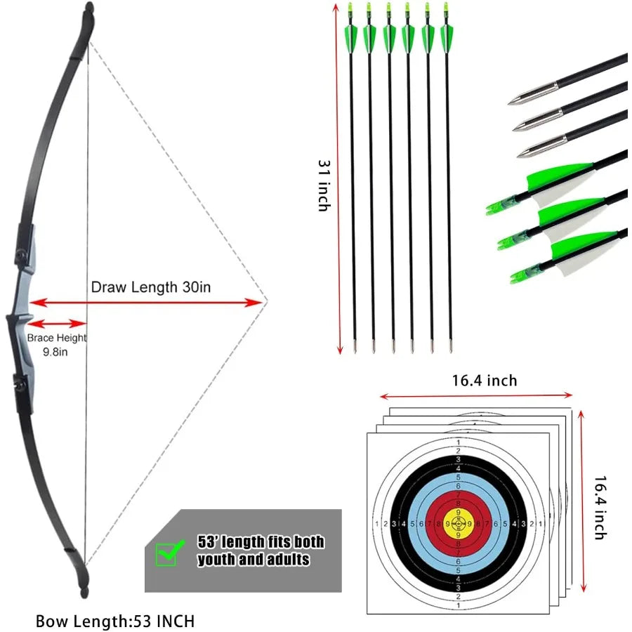 Archery Bow and Arrow Set for Adult - 20lbs Left and Right Handed