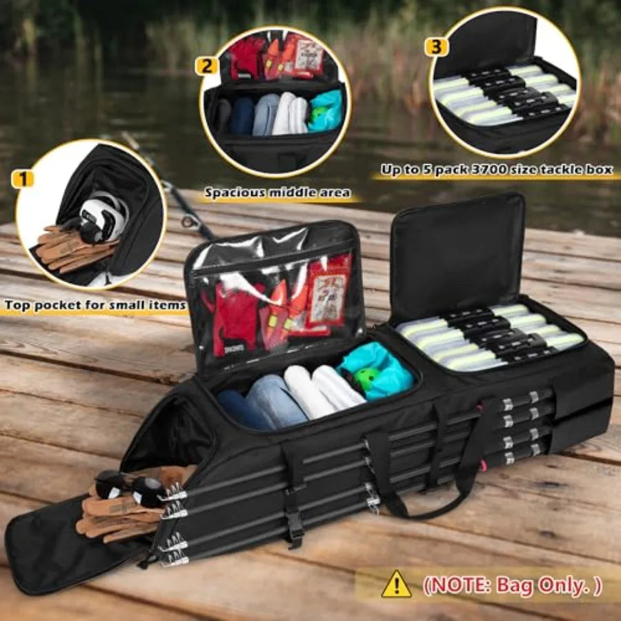 Fishing Backpack Holds Up to 8 Fishing Rods and Reels