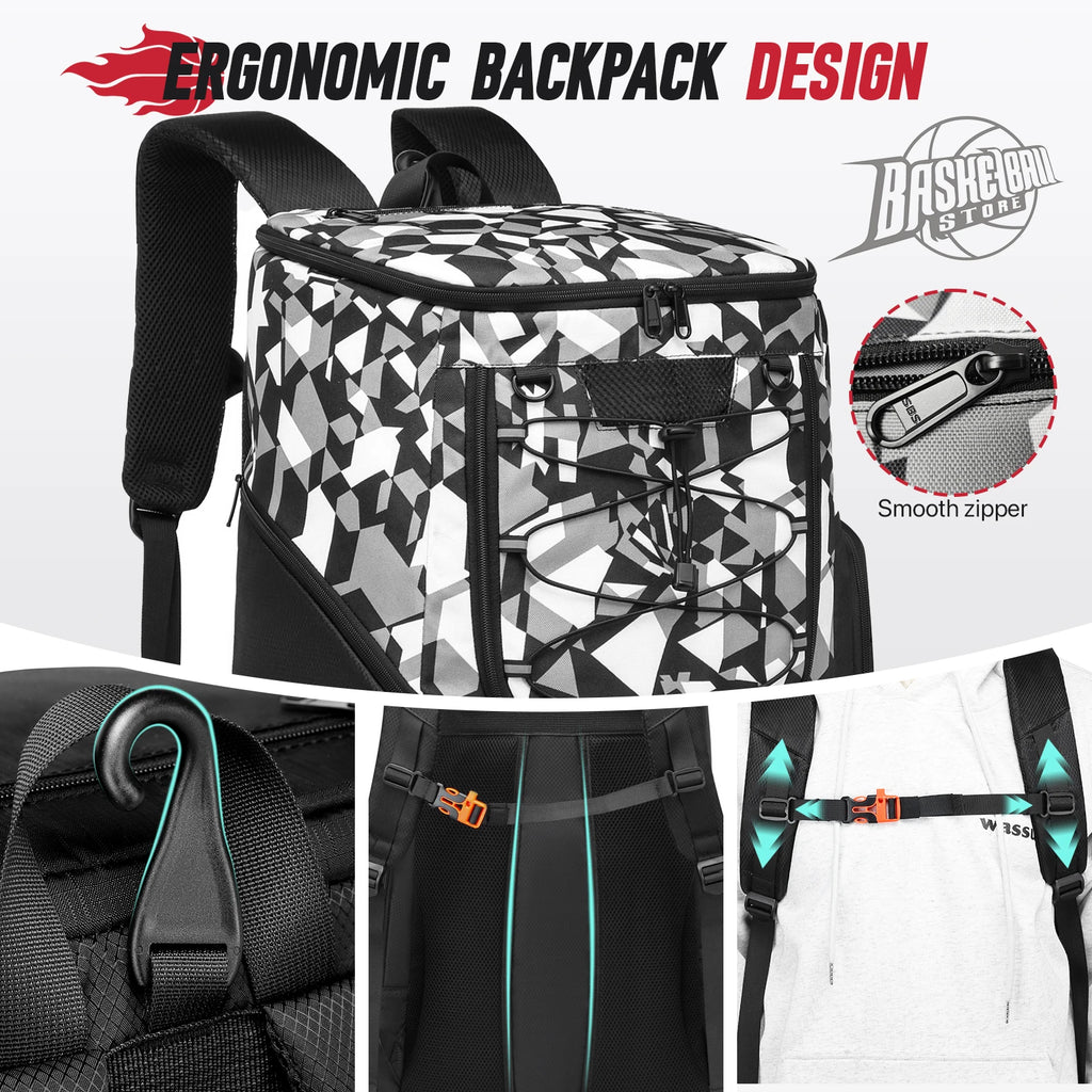 Sports Training Equipment Backpack with Separate Ball holder & Shoes Compartment Gym Backpack for Basketball Soccer