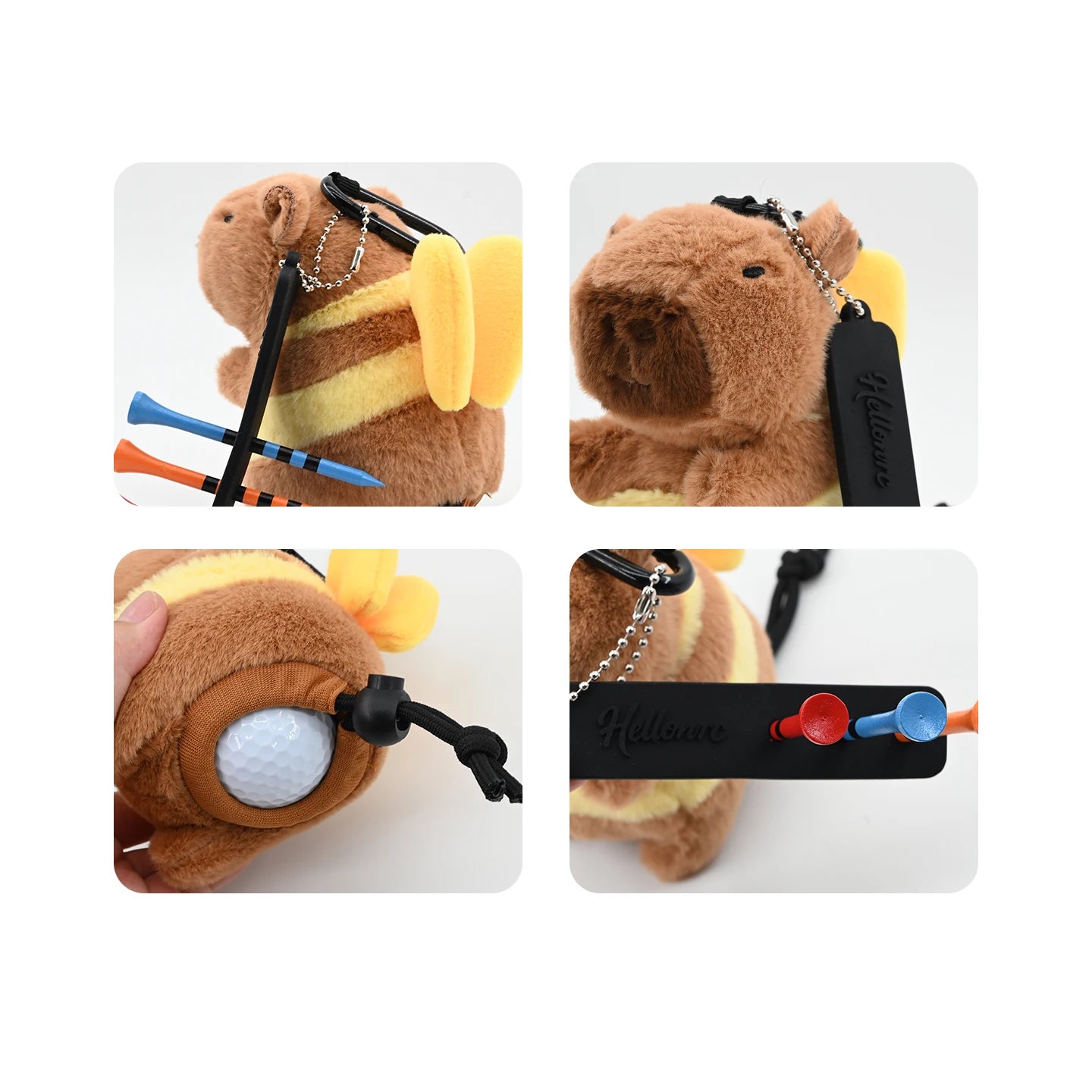 Golf Ball Bag Pouch Capybara Plushie Drawstring Storage Holds 2 Balls Drawstring Closure Cute Plush Doll Bag Holder