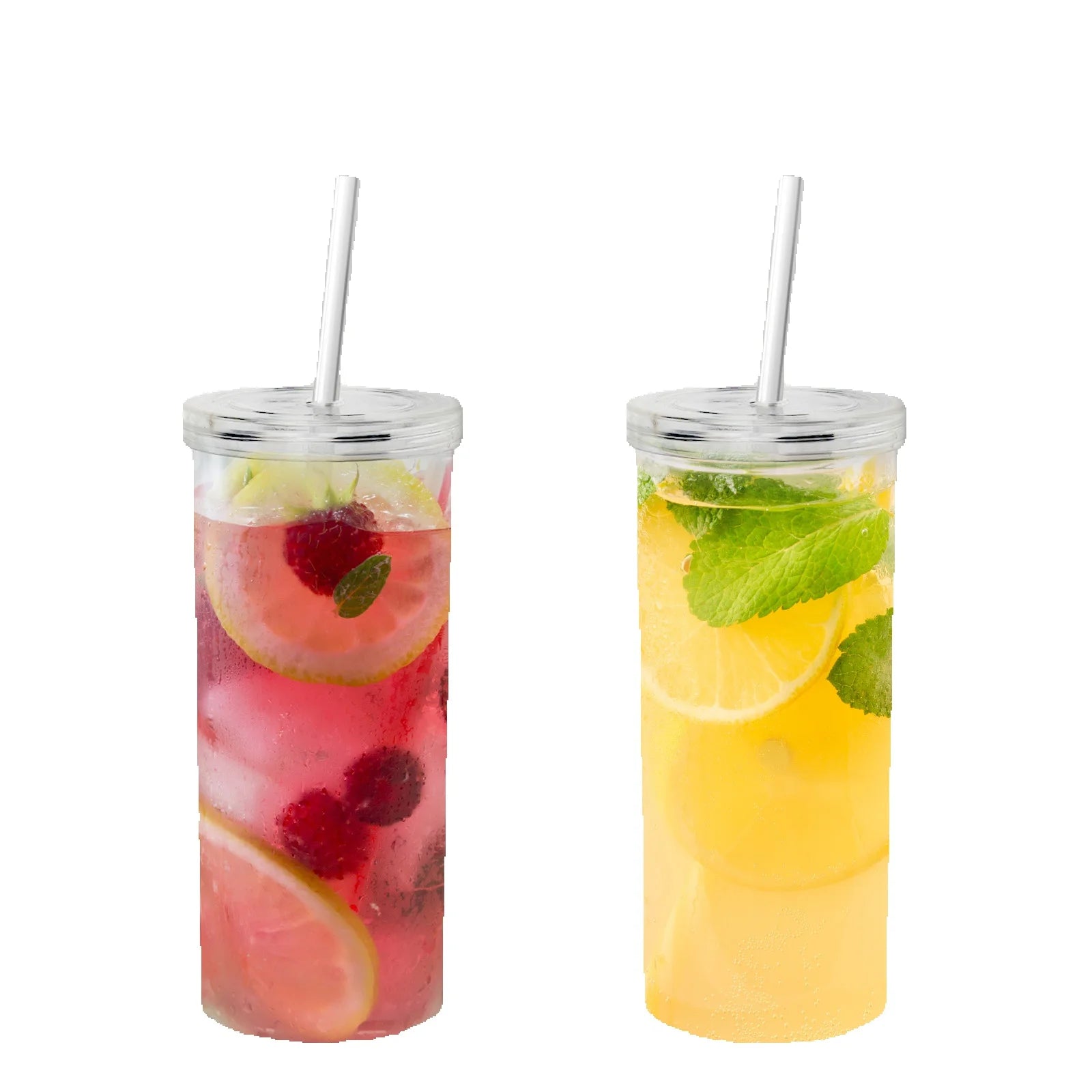 2PCS large Juice Cup with Lid and Straw plastic Water Bottle