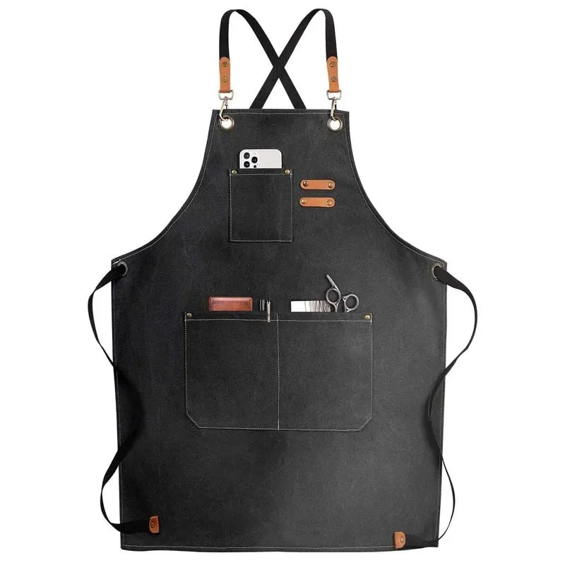 Household Canvas Apron Oil-proof Men Women Adult With Tool Pockets