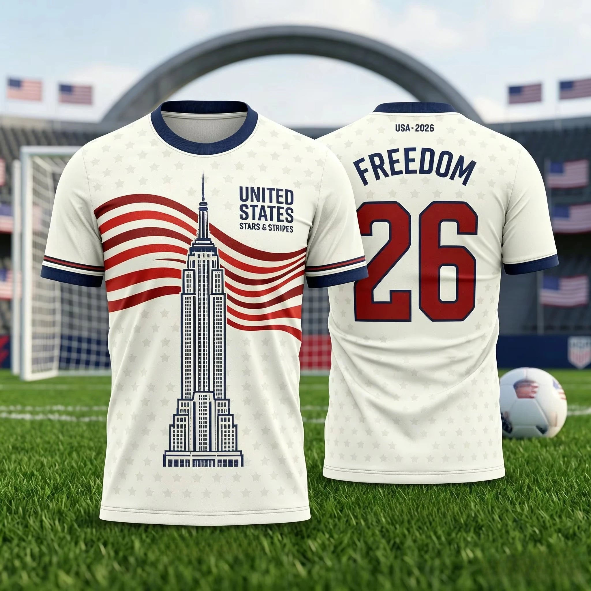 2026 USA Fan Soccer Jersey Unisex Adults & Kids Stars Stripes Patriotic Football Shirt Casual Athletic Top Fan Training Wear