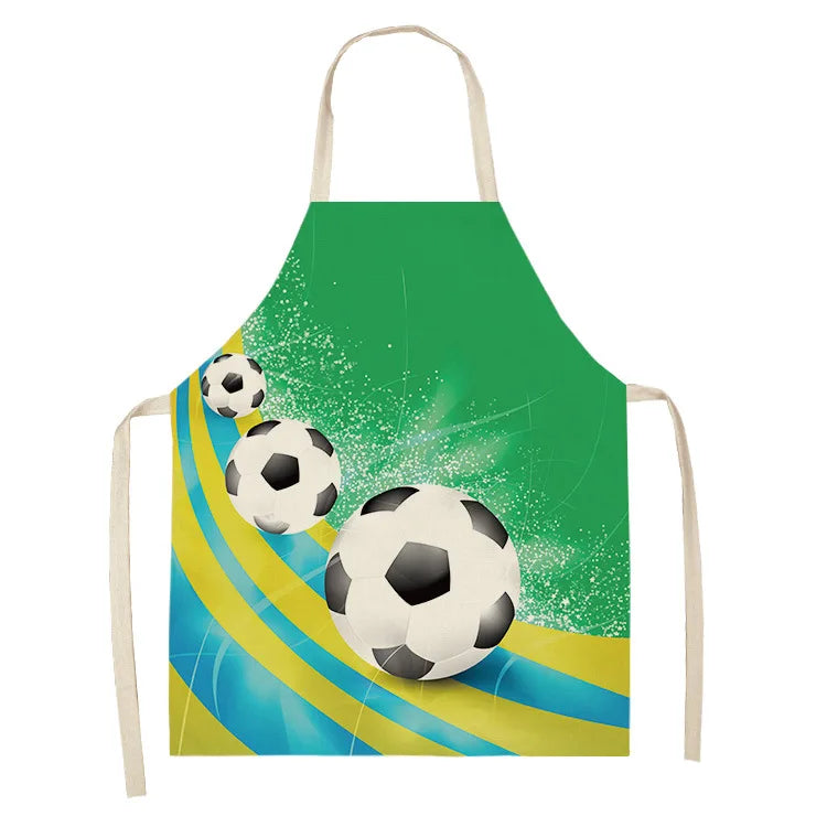 Baseball Football Printed Cotton Linen Sleeveless Aprons Kitchen Women Pinafore Home Cooking Baking Waist Bib
