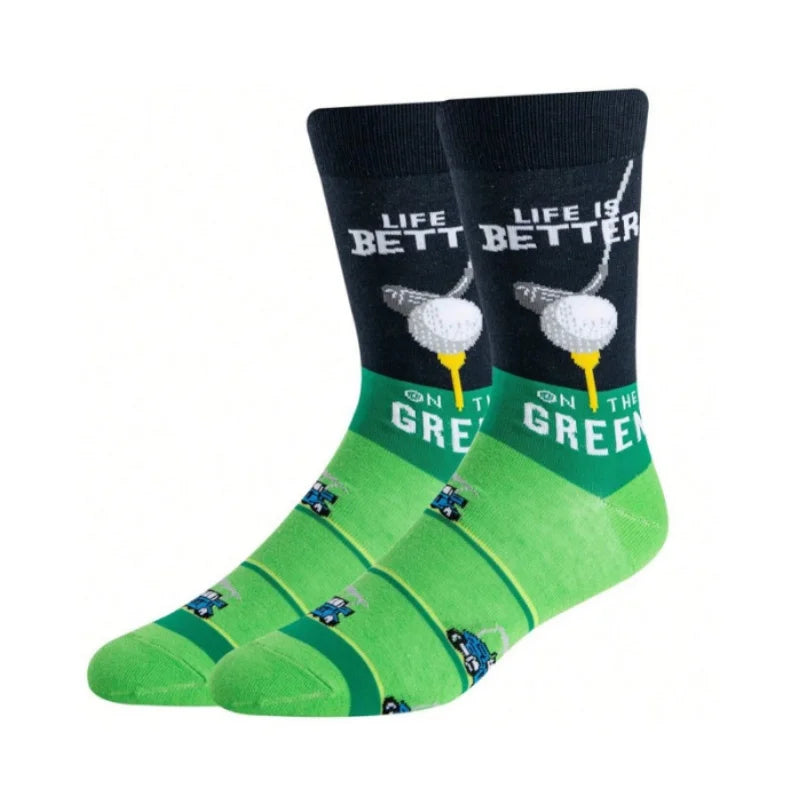 3 styles Golf Socks Rugby Running Hiking Athletic Socks Machine Washable Mid-Calf Socks Sports Footwear for Man Athletes Gifts