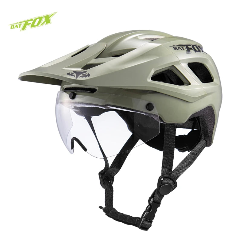 BATFOX Bike Helmet Magnetic goggles Lens & Sun Visor In-mold Road MTB Bicycle Helmets Men Women Cycling Helmet Sports Equipment