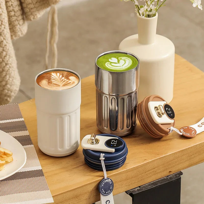 Thermos Bottle Display Temperature Stainless Steel Vacuum Cup Office Coffee Cup Business Portable Thermal Mug 450ml