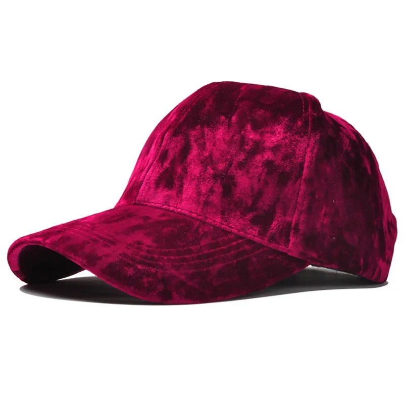 Velvet Baseball Cap Curved Brim Men - Women