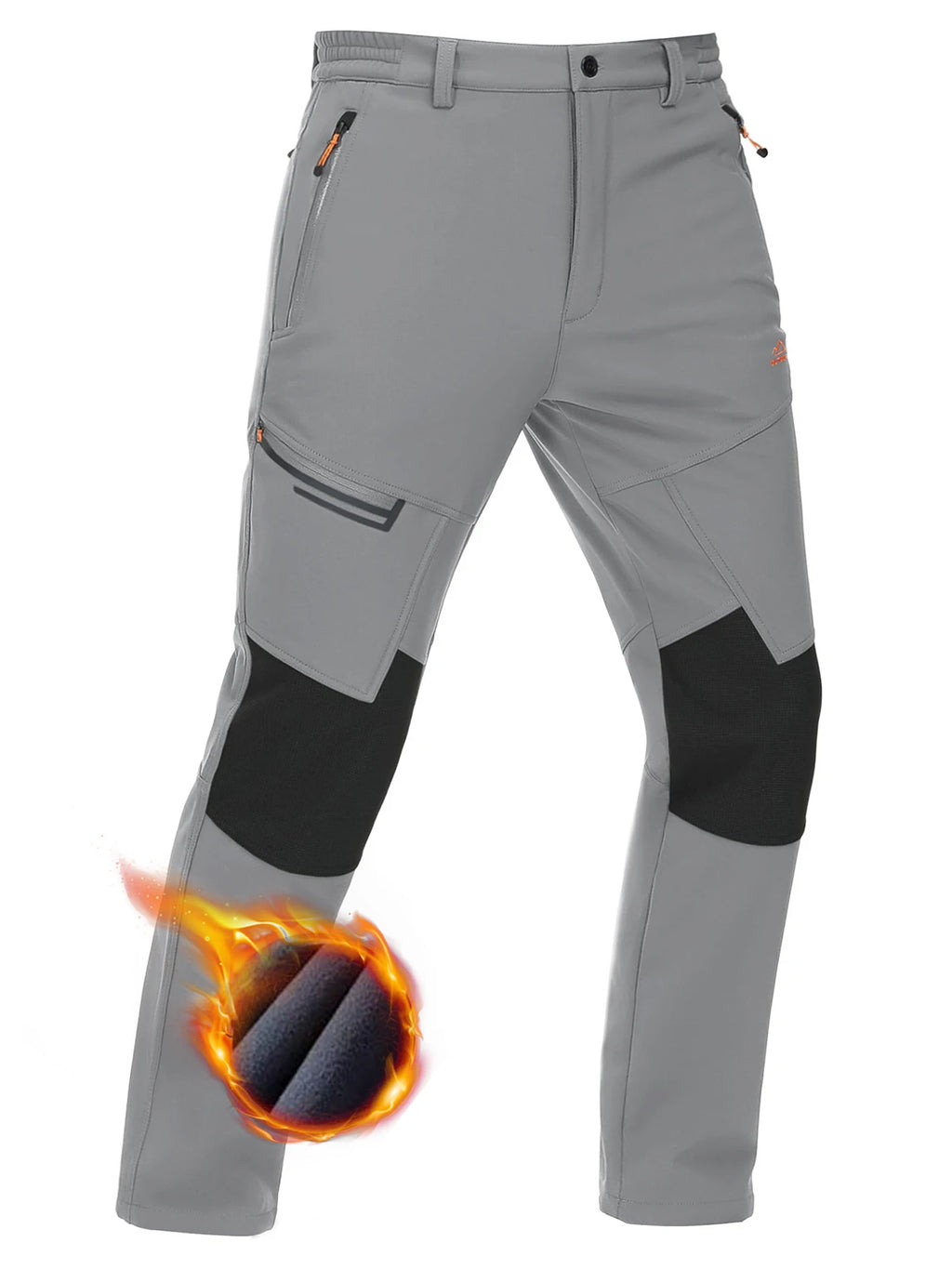 Men's Fleece Hiking Pants Waterproof Outdoor Ski Trousers with Zip Pockets