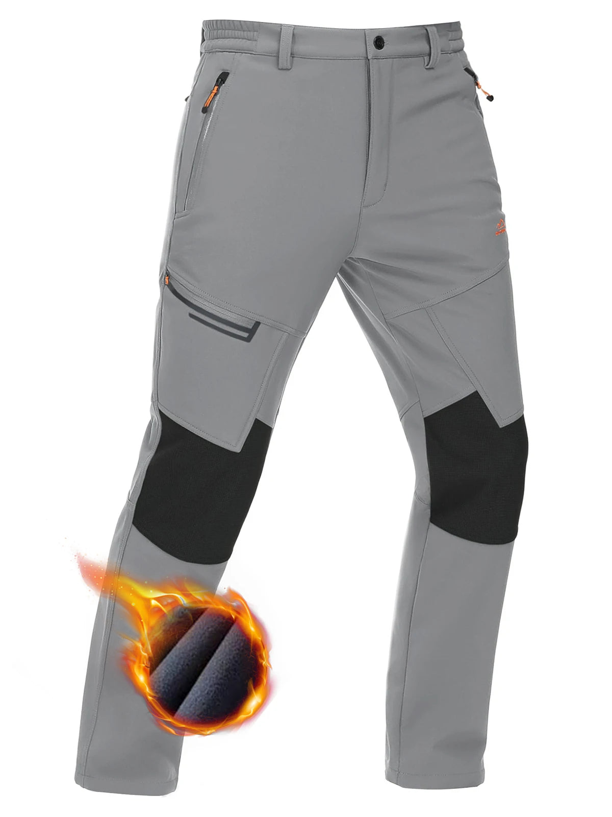 Men's Fleece Hiking Pants Waterproof Outdoor Ski Trousers with Zip Pockets