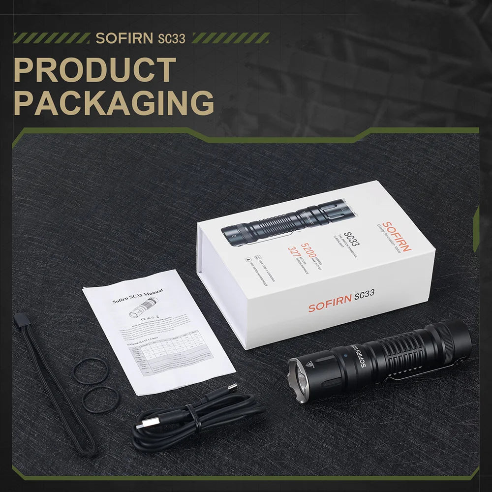 HI LED Flashlight 5200lm Powerful 21700 USB C Rechargeable Torch with Tail E-switch