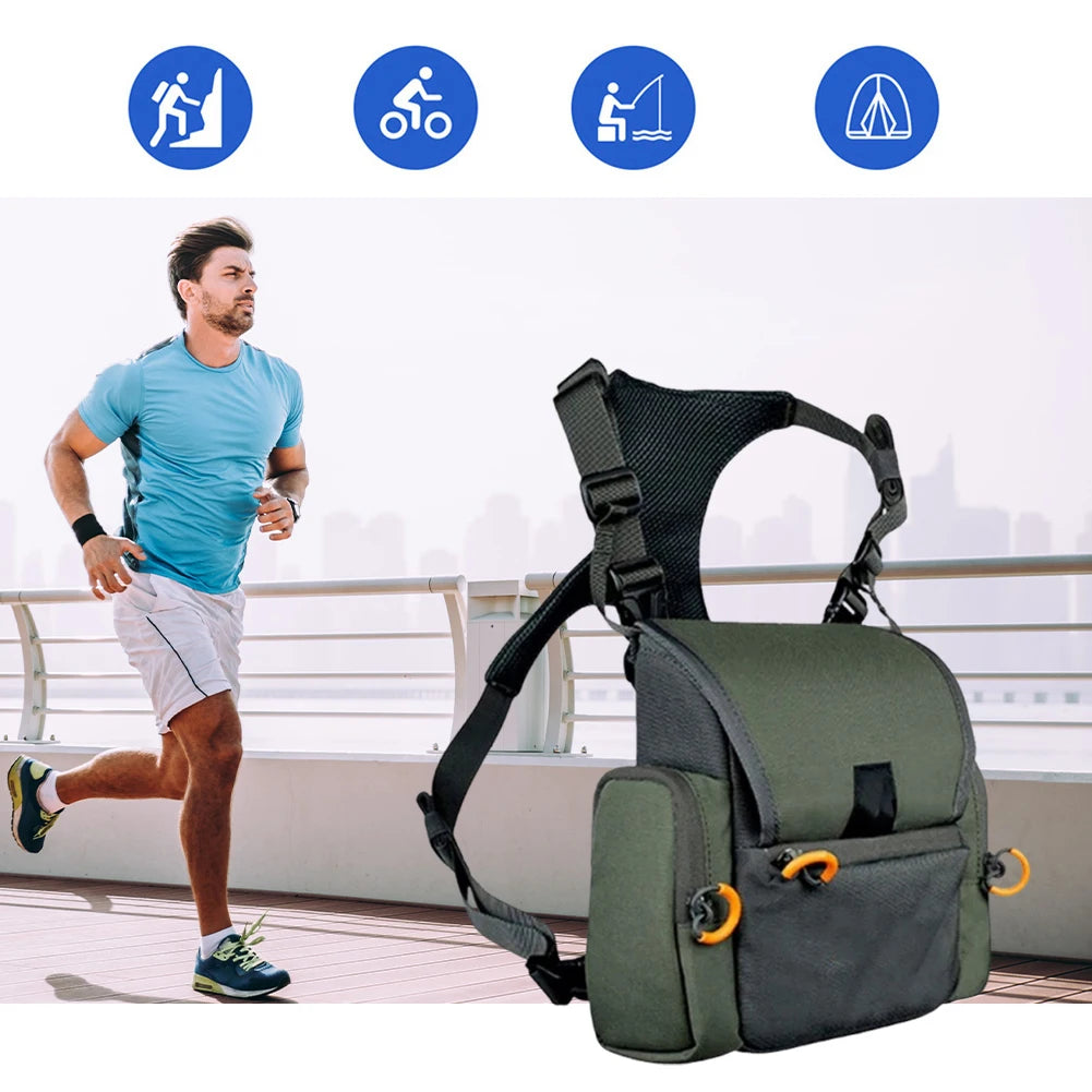 Binocular Harness Chest Pack with Rangefinder Pouch & Rain Cover Adjustable for Hunting