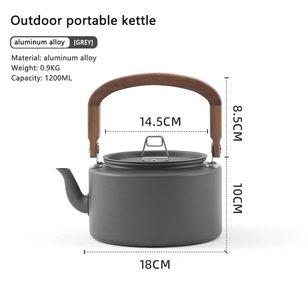 1.1L/1.2L Camping Kettle Set with 4 Cups Durable 304 Stainless Steel Tea Set for Hiking,Backpacking,Picnic,Carrying Bag Included